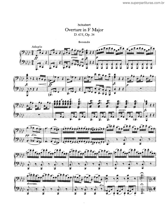 Partitura da música Overture in F for Piano Duet