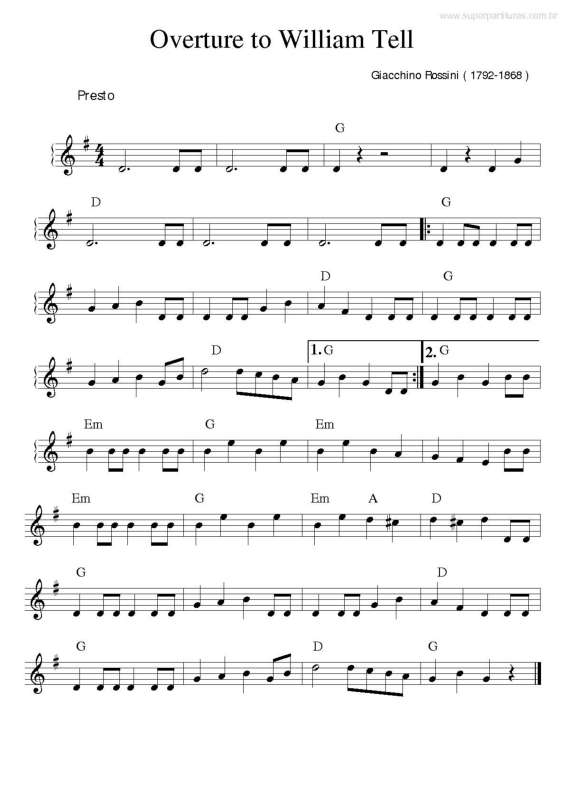 Partitura da música Overture to William Tell v.2