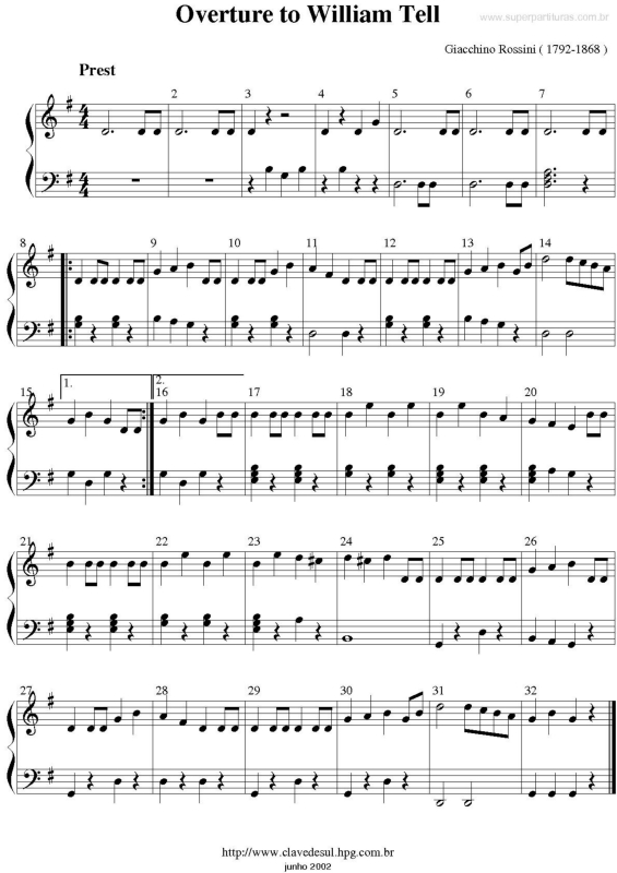 Partitura da música Overture to William Tell
