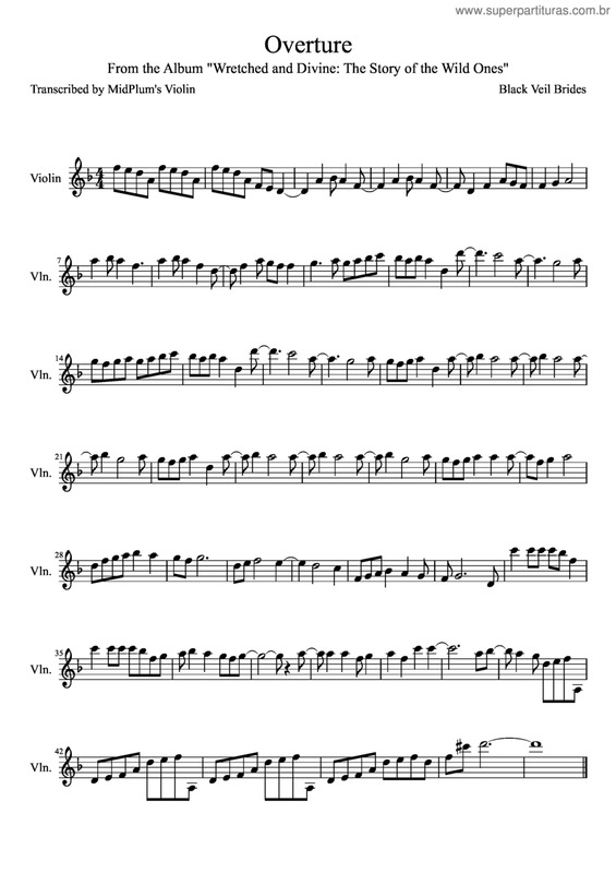 Partitura da música Overture