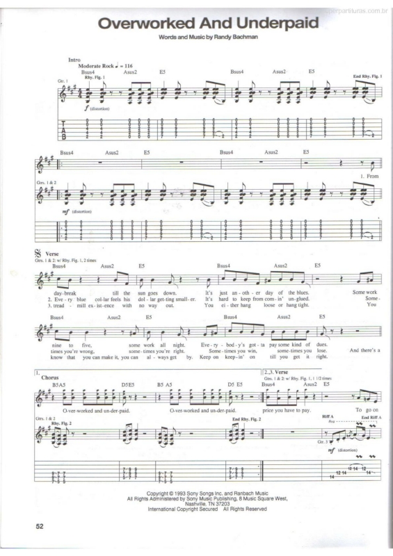 Partitura da música Overworked and Underpaid