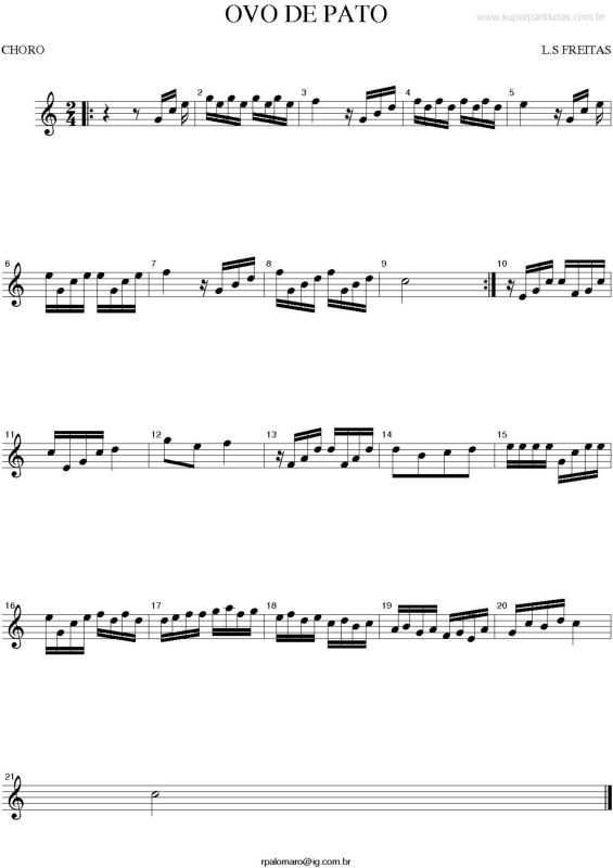 Partitura da música Ovo de Pato