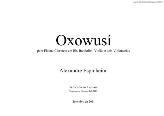 Partitura da música Oxowusí