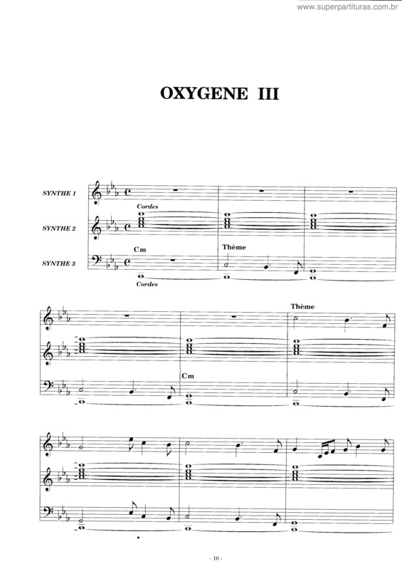 Partitura da música Oxygene III