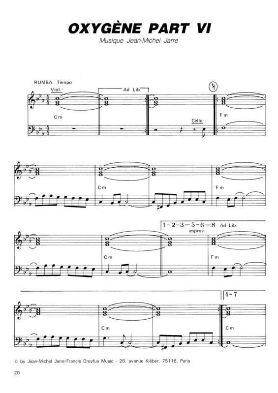 Partitura da música Oxygène Part VI