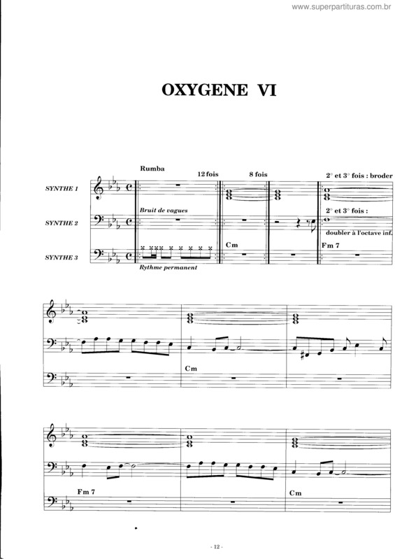 Partitura da música Oxygene VI