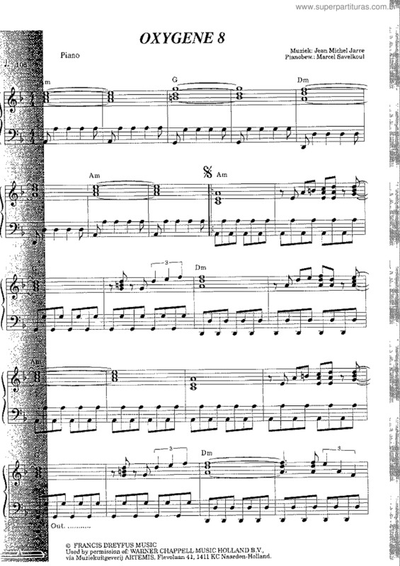 Partitura da música Oxygene VIII