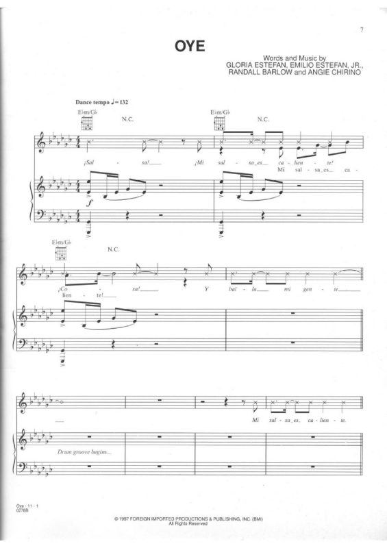 Partitura da música Oye