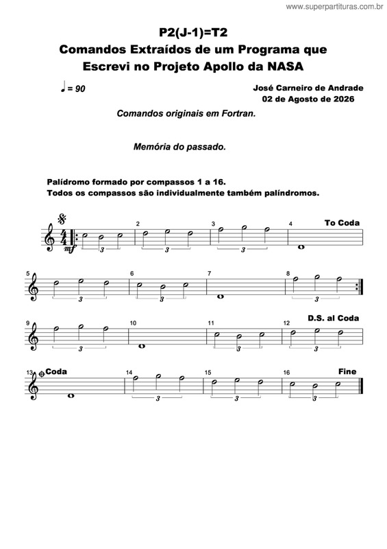 Partitura da música P2(J-1)=T2