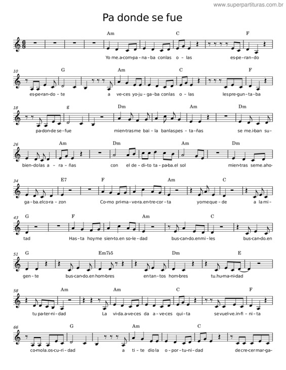 Partitura da música Pa Donde Se Fue