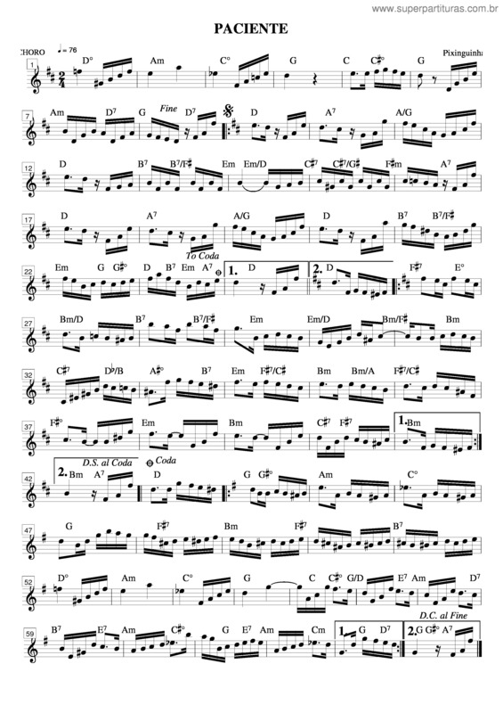 Partitura da música Paciente v.2