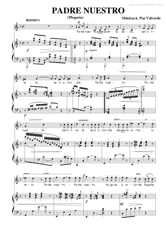 Partitura da música Padre Nuestro v.2