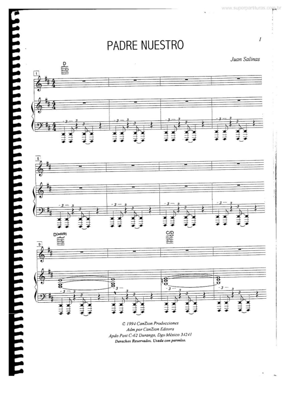 Partitura da música Padre Nuestro v.3