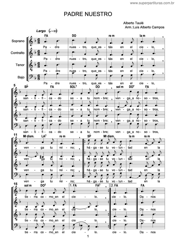 Partitura da música Padre Nuestro v.4