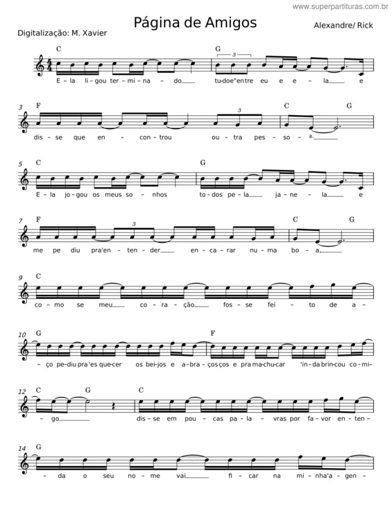 Partitura da música Página De Amigos v.3