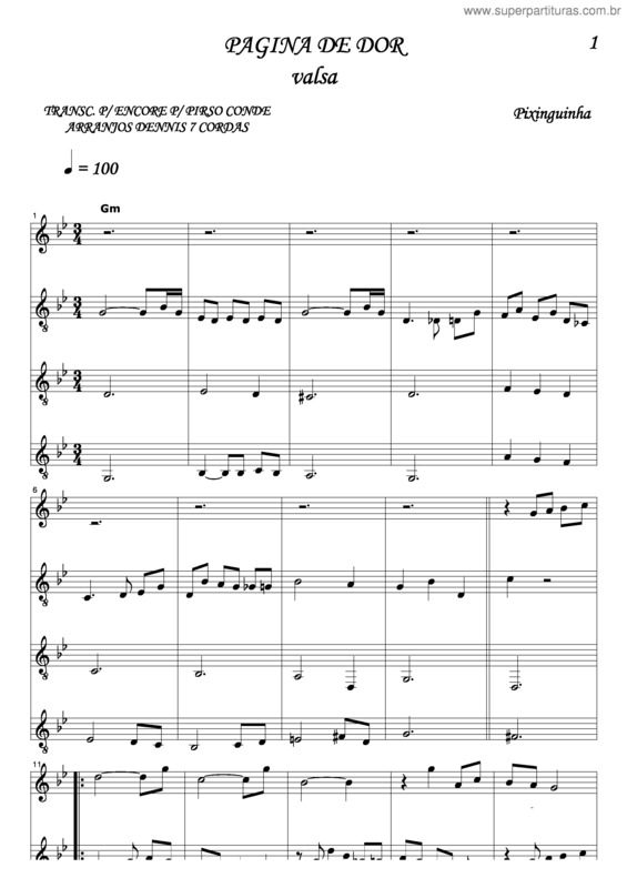 Partitura da música Página De Dor v.2