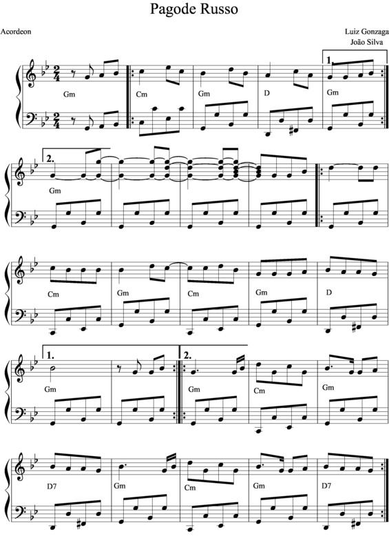 Partitura da música Pagode Russo