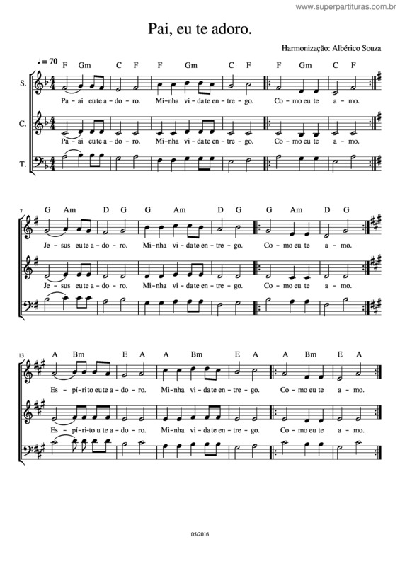 Partitura da música Pai, Eu Te Adoro.