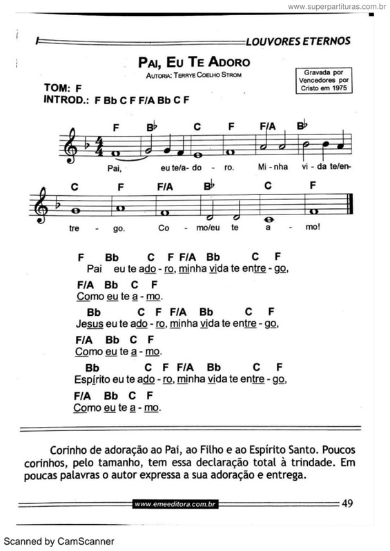 Partitura da música Pai, Eu Te Adoro