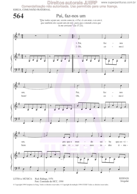 Partitura da música Pai, Faz-nos Um - 564 HCC v.2