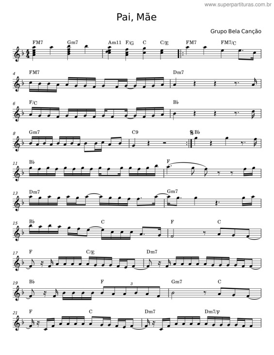 Partitura da música Pai, Mãe