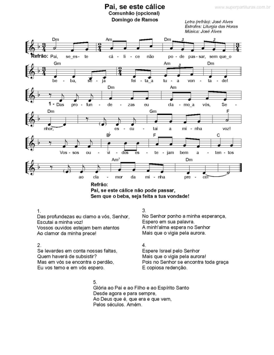 Partitura da música Pai, Se Este Cálice