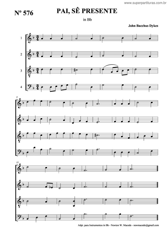 Partitura da música Pai, Sê Presente v.2