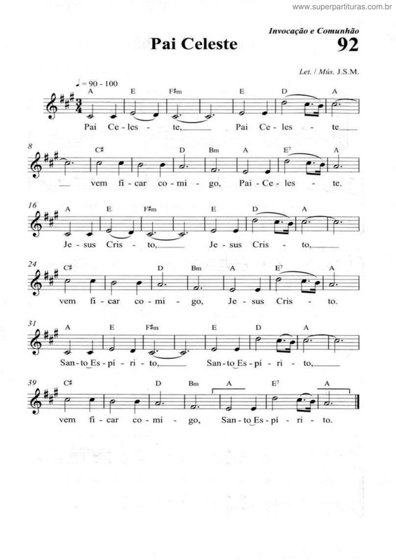 Partitura da música Pai Celeste