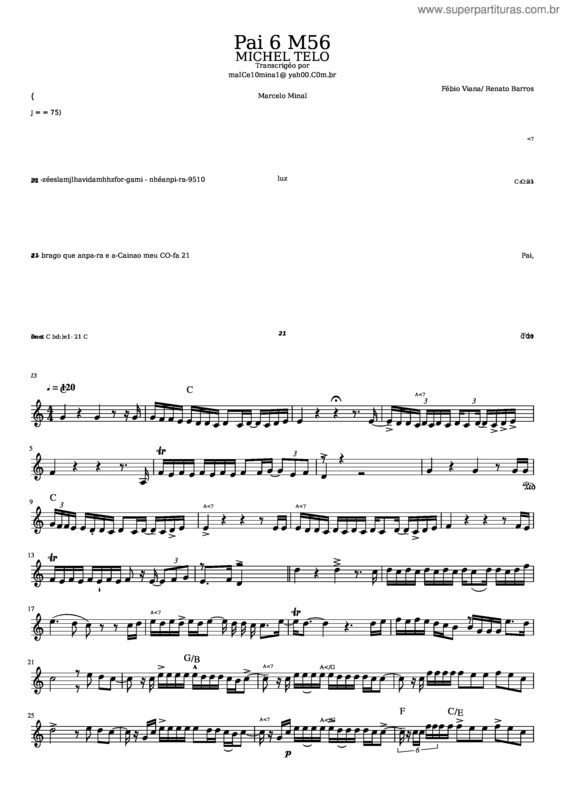 Partitura da música Pai E Mae Michel Telo