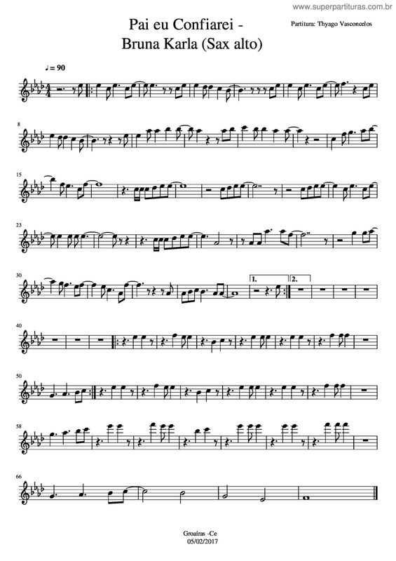 Partitura da música Pai Eu Confiarei