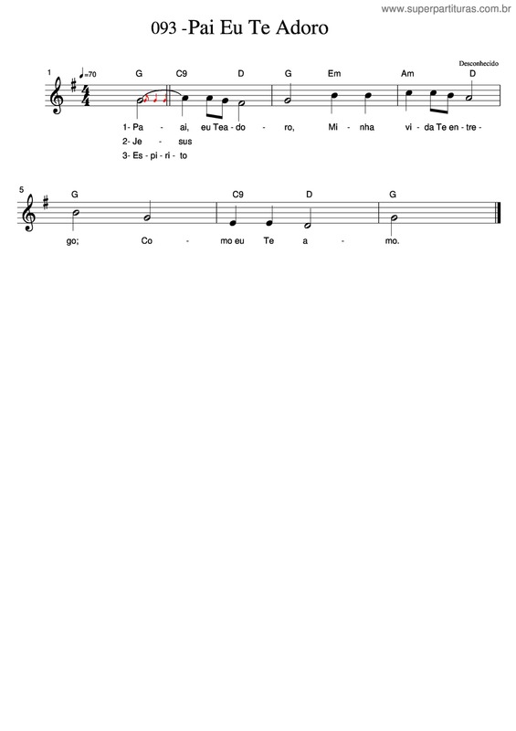 Partitura da música Pai Eu Te Adoro v.2