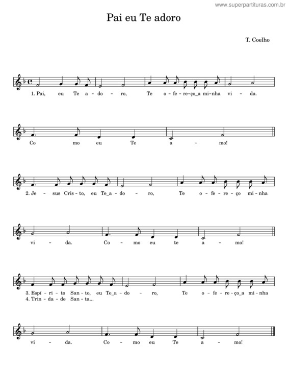 Partitura da música Pai Eu Te Adoro v.3