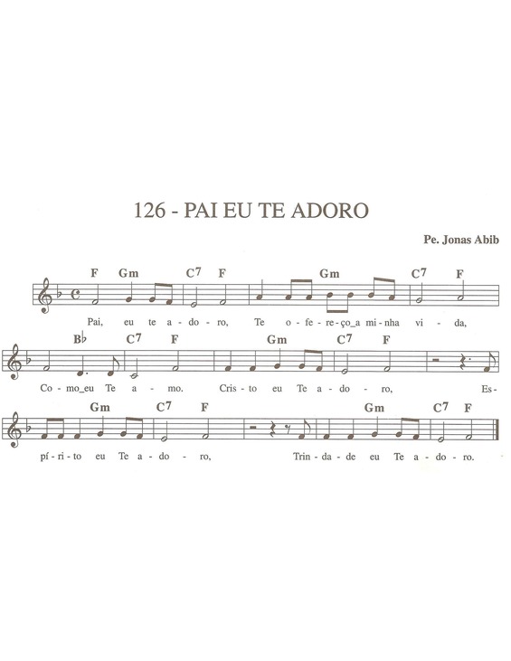 Partitura da música Pai Eu Te Adoro