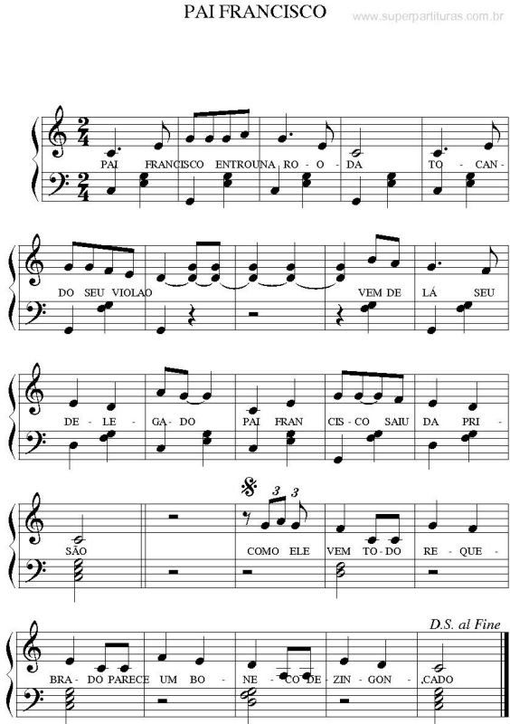 Partitura da música Pai Francisco