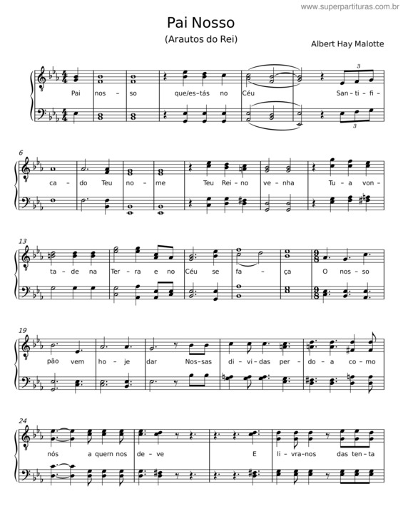 Partitura da música Pai Nosso – Albert Hay Malotte v.2