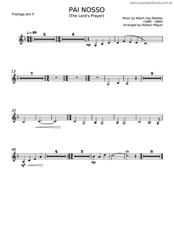 Partitura da música Pai Nosso – Albert Hay Malotte v.3