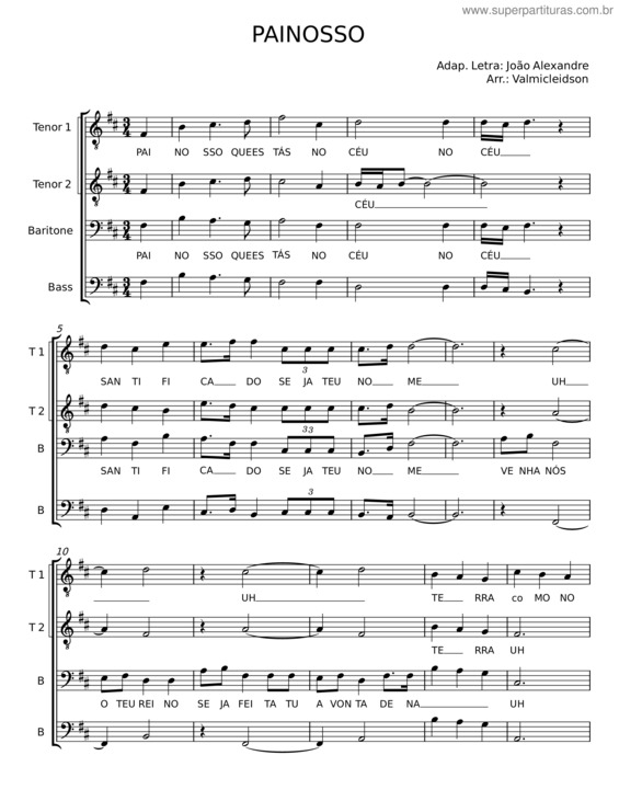 Partitura da música Pai Nosso – João Alexandre