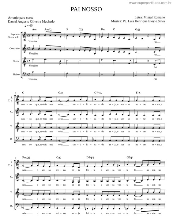 Partitura da música Pai Nosso – Missal Romano