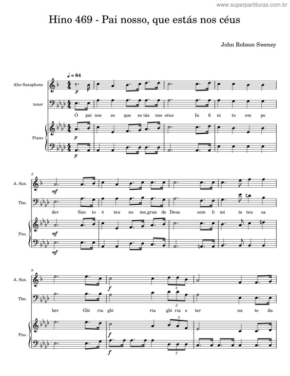 Partitura da música Pai Nosso, Que Estás Nos Céus – John Robson Sweney v.2