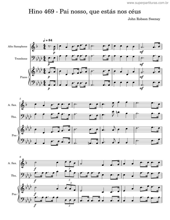 Partitura da música Pai Nosso, Que Estás Nos Céus – John Robson Sweney