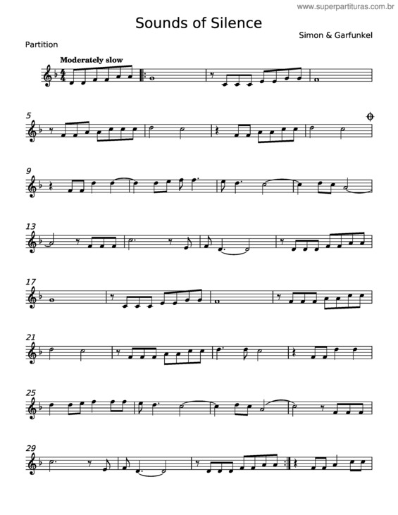 Partitura da música Pai Nosso– The Sounds Of Silence – Paul Simon v.3