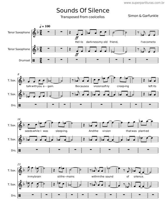 Partitura da música Pai Nosso– The Sounds Of Silence – Paul Simon v.7