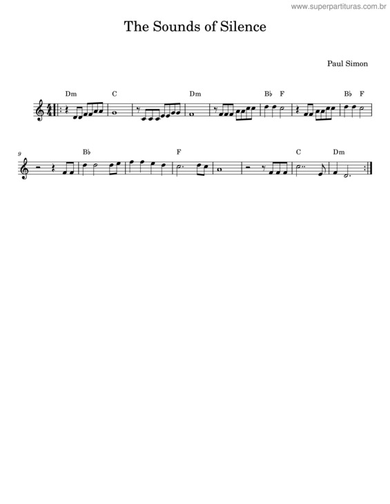 Partitura da música Pai Nosso– The Sounds Of Silence – Paul Simon v.8