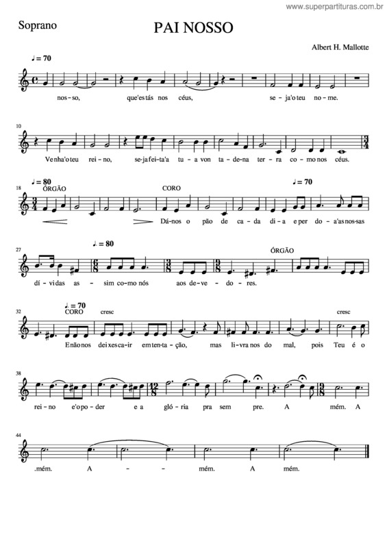 Partitura da música Pai Nosso 1 Soprano