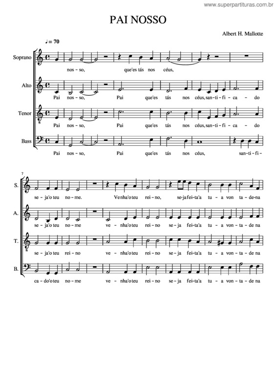 Partitura da música Pai Nosso Contralto