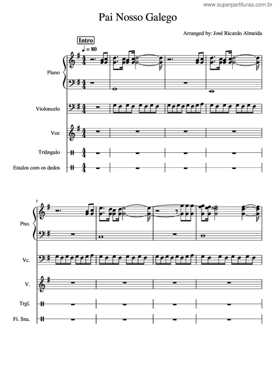 Partitura da música Pai Nosso Galego