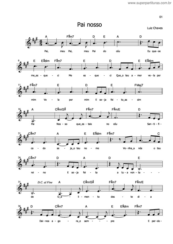 Partitura da música Pai Nosso v.12