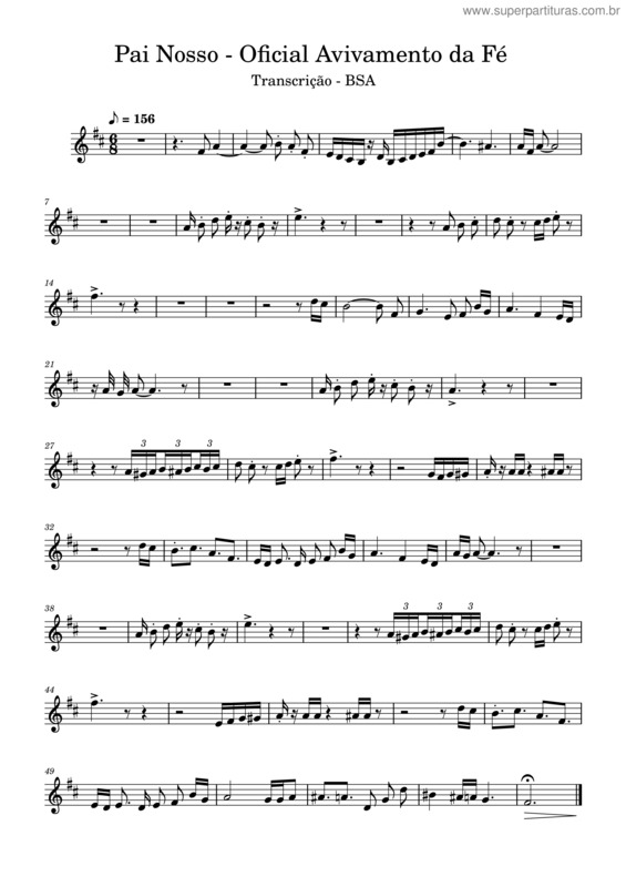 Partitura da música Pai Nosso v.20