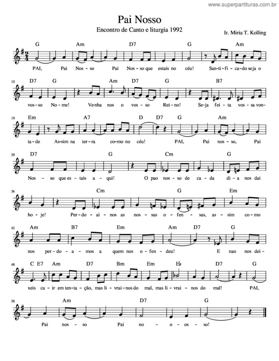 Partitura da música Pai Nosso v.23