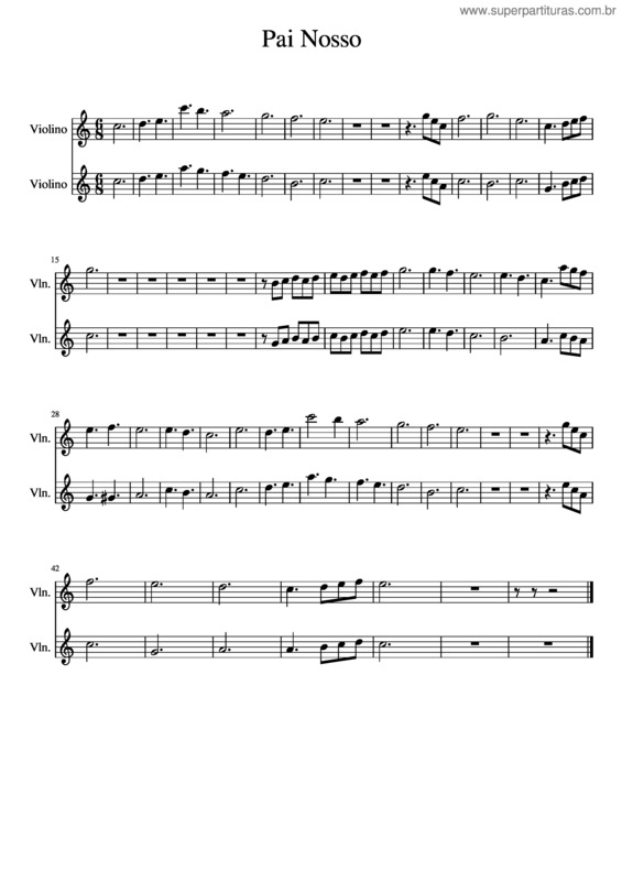 Partitura da música Pai Nosso v.27